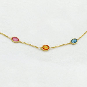 Pulsera DE BODA minimalista con piedras preciosas de zafiro múltiple natural en 18 joyas hechas a mano de oro amarillo sólido | Venta al por mayor disponible - Product Image 2