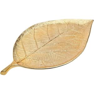 Elegant <b>Gold</b> Leaf Design Metal <b>Serving</b> <b>Tray</b> Durable and Stylish for <b>Serving</b> Drinks Snacks Decor - Product Image 1