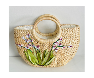 Bolso de mano de jacinto de agua de material natural, bolso de playa para mujer, diseño ecológico con calidad hecha a mano duradera - Product Image 1