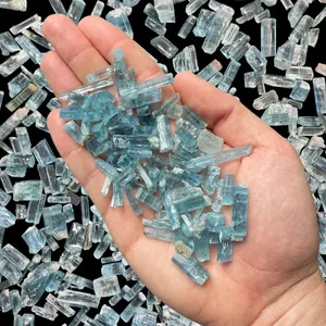 Blue Aquamarine Raw Sticks Specimen Wholesale Lot Thin Bar Aquamarine Rough Crystal's For Jewelry