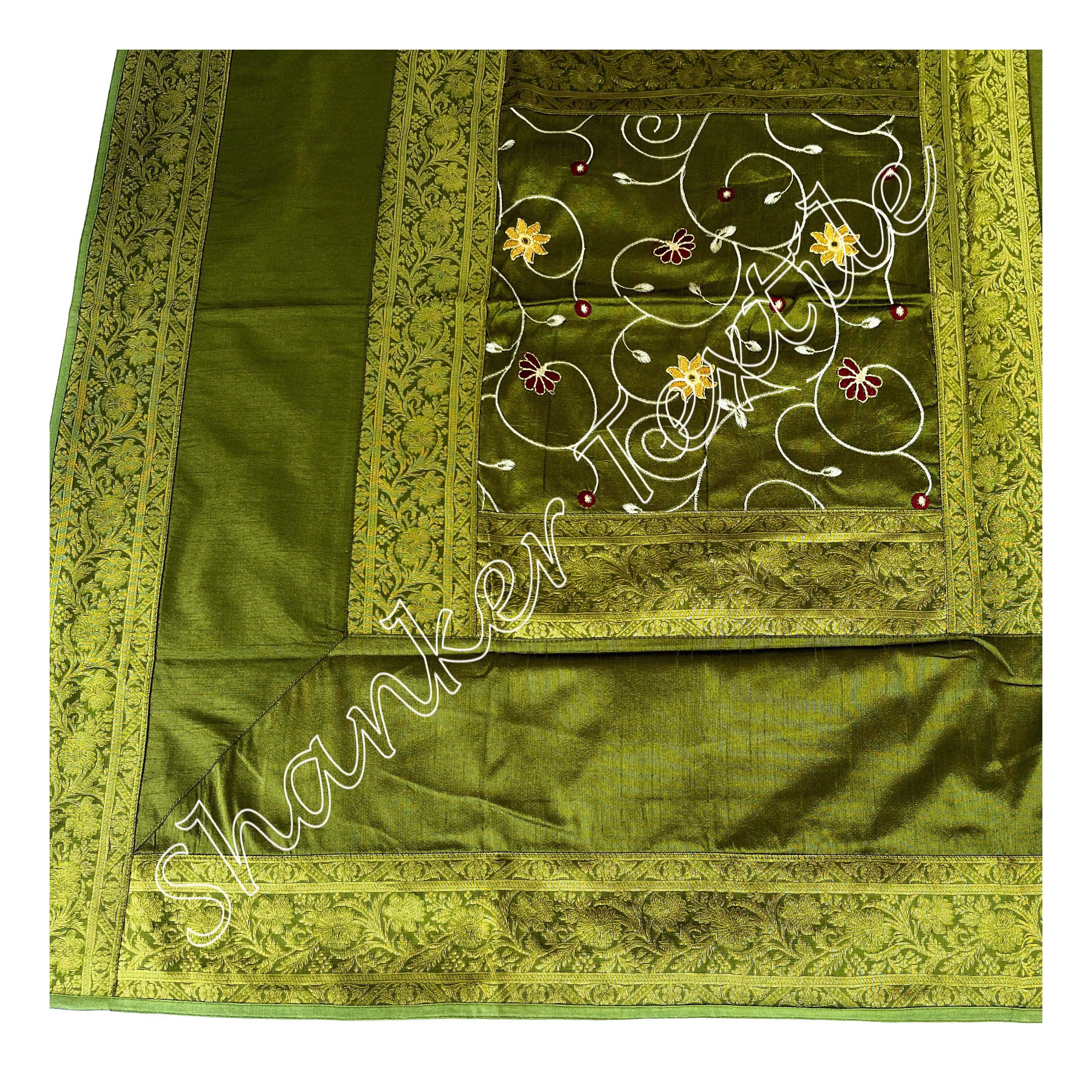 Brokaat Zijde Stof Decoratieve Indische Stof Tafelkleed Tafelkleed 40X40 Inch Formaat (100X100 Cm) Indian Eettafel