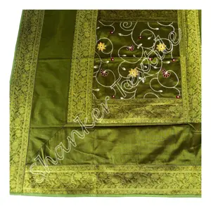 Tecido De Seda De Brocado Tecido Indiano Decorativo Toalha De Mesa Cobertura De Mesa 40x40 Polegadas Tamanho (100x100 cms) Mesa De Mesa De Jantar Indiano