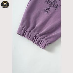 กางเกงขายาวทรงตรงเอวคู่ผ้าแคนวาสเนื้อเบาคุณภาพสูงตกแต่งด้วยคริสตัลหลากสีสำหรับผู้ชาย - Product Image 2