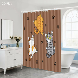 Custom Printed Shower Shower <b>Curtain</b> for Bathroom Waterproof Polyester <b>with</b> <b>Hooks</b> - Product Image 6