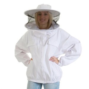 Chaqueta de abeja de algodón transpirable Premium para apicultor antiestática con velo redondo - Product Image 5