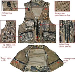 Gilet multi-poches en maille pour homme, style photojournaliste, pour les sports d'hiver en plein air, respirant, motif imprimé pour la chasse et la pêche - Product Image 4