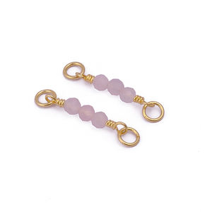 Cuentas de cuarzo rosa, dijes de piedras preciosas, conector de cuentas de doble fianza para pendientes, collares, colgantes y dijes de moda - Product Image 2