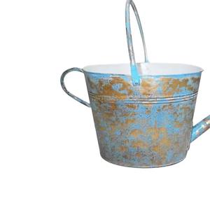 Regadera azul y dorada Recubrimiento en polvo Regadera de metal azul Forma de maceta con mango - Product Image 3