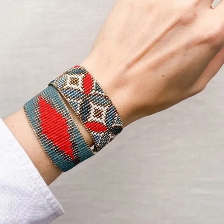 Embroidered textile wrist cuffs Traditional hand-embroidered wrist adornments Customized embroidered wrist jewelry