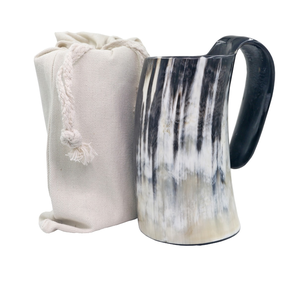 Taza de Cuerno de Búfalo con Asa, Taza Vikinga de Cuerno, Vajilla, Bolsa Blanca, Taza de Cuerno de Búfalo - Product Image 1