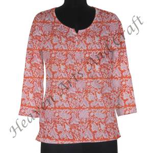 Bloc à la main imprimé Kurti-Designers indiens coton Kurti-Robe traditionnelle Kurti fabriquée à la main Robe de mariée Boho - Product Image 6