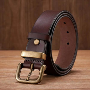 เข็มขัดหนังแท้สำหรับผู้ชาย สไตล์ทางการและลำลอง พร้อมหัวเข็มขัดอัตโนมัติแบบโลหะผสม ทนทานและเป็นมิตรกับสิ่งแวดล้อม - Product Image 2