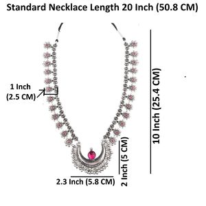 Bijoux indiens oxydés Collier en demi-lune en cristal rose antique Bijoux de mariée indiens pour femmes - Product Image 3