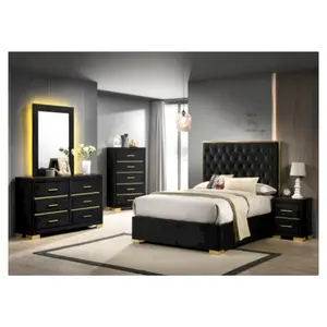 NEW MODERN LUXURY RUSTIC 5 PCS UPHOLSTERED BEDROOM SET WITH GOLD METAL EFFECT PROMOTION VELVET UP TO 7 DESIGN OPTION SUPER SALE