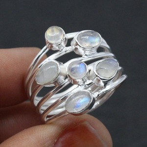 Bague Spinner en argent sterling 925 avec pierre de lune et pierres précieuses Bague en argent sterling 925 Bague de cadeau de mariage Bague de promesse de Noël faite à la main - Product Image 5