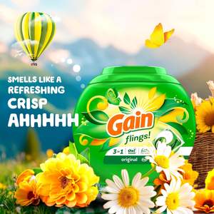 Cápsulas de Detergente para Ropa Gain Flings, Protección Contra Olores, 112 Unidades, Aroma Original, Cápsulas de Detergente 3 en 1 Compatibles con HE con Oxi Boost - Product Image 3