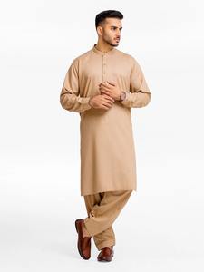 Fabriqué en usine 2026 dernière conception été hommes Shalwar Kameez costume décontracté coton manches longues motif solide pour les Occasions quotidiennes - Product Image 2