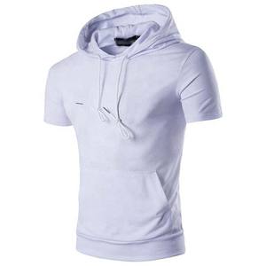 Sudaderas con capucha de manga corta de poliéster 100% ligeras de verano básicas personalizadas para hombres, ropa para hombres, servicio OEM - Product Image 5