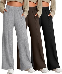 Pantalon décontracté pour femme, coupe classique, poids lourd, séchage rapide, taille élastique, droit, couleur personnalisée - Product Image 1