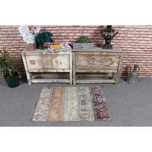 Vintage Turkish Rug 2.4x3.3 ft (74x102 cm), <b>Brown</b> <b>Wool</b> Rug - Product Image 2