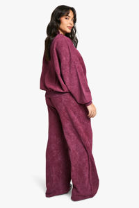 Chándal informal de 2 piezas con capucha y pantalones con cremallera y lavado ácido pesado para mujer - Product Image 4