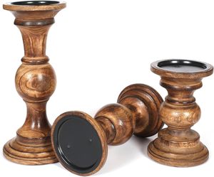Madera para Velas de Pilar, Columnas Redondeadas Torneadas, Maderas Sostenibles, Estilo Rústico, Ideal para Reiki, Aromaterapia, Velas Votivas - Product Image 2