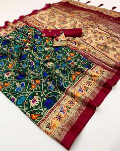 Nuevo Saree de Seda Pashmina Suave con Borde Patola y Estilo Pallu con Trabajo de Espejo, para Fiestas, Sin Arrugas, de Secado Rápido, para Todas las Estaciones - Product Image 4