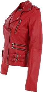 Chaqueta de Motociclista de Cuero Genuino para Mujer TESSUTO, Transpirable, Acolchada, Estilo Vintage con Forro de Nailon - Product Image 5