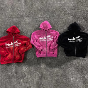 Ensemble survêtement surdimensionné 100% coton imprimé pour hommes haute qualité poids lourd concepteur décontracté fermeture éclair broderie sur mesure pour l'automne - Product Image 3