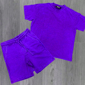 Camiseta sólida de gran tamaño de algodón 100% para hombre, conjunto corto con bolsillo, 2 piezas, pantalón corto de moda con logotipo personalizado, estampado de invierno de secado rápido - Product Image 4