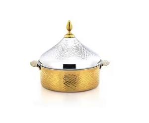 Venta al por mayor de acero inoxidable martillado olla caliente cazuela en color dorado de calidad superior comida para servir olla caliente - Product Image 2