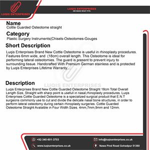 Osteotome droit Cottle, instrument chirurgical ORL, acier inoxydable de qualité médicale, outil de coupe osseuse - Product Image 5