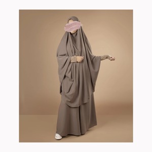 Venta al por mayor una capa Jazz Crepe Eid Abaya Khimar Set mujeres tradicional musulmán de dos piezas mariposa para Jilbab vestido de alta visibilidad - Product Image 2