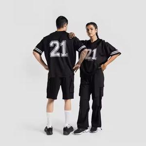 Camiseta de fútbol de malla Boxy Fit de diseño personalizado para gimnasio, camiseta de manga corta con estampado deportivo de gran tamaño para hombre, camiseta para hombre 2025 - Product Image 6