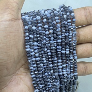 ลูกปัดอัญมณีทรงหลวม4มม. 5มม.,หินออบซิเดียนเกล็ดหิมะปุ่มเรียบผู้ผลิตของแท้คุณภาพสูงสีธรรมชาติ - Product Image 3