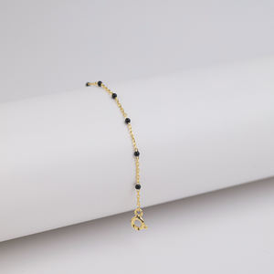 Pulsera de Cadena con Diseño de Esmalte Negro, Chapada en Rodio y Oro, Joyería Turca Hecha a Mano en Plata de Ley 925 - Product Image 3