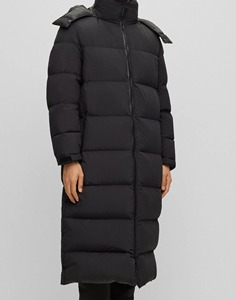 Custom Men Long Black Puffer <b>Jacket</b> Wholesale Hooded Winter <b>Parka</b> Coat Matte Fabric Thick Warm Padded Overcoat For Over Male OEM - Product Image 1