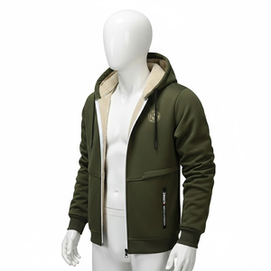 Veste polaire à capuche unisexe personnalisée avec plusieurs poches et fermeture éclair, doublure polaire chaude |   Sweat-shirt d'hiver pour ODM et approvisionnement en gros - Product Image 3