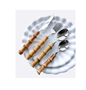 Couverts en acier inoxydable avec poignée en bois et bambou Design vente chaude restaurant et ensemble de couverts de cuisine - Product Image 3
