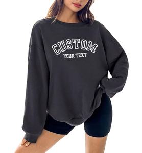 Custom Print Embroidery Logo Hoodie Lady Crop Top Custom Gym Fitness <b>Jumper</b> Blank <b>Women</b> Pullover Crew Neck Sweatshirt - Product Image 1
