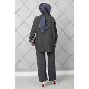 Costume 2 pièces rayé boutonné couleur fumée - Product Image 2