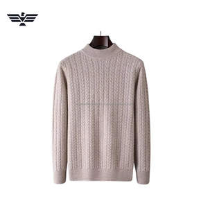 Jersey de cuello redondo de punto de Cable para hombre de algodón 100% cálido de primera calidad, antiarrugas, antiencogimiento, grueso, 300g, patrón frontal OEM - Product Image 6