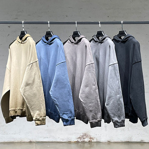 Alta calidad Hip Hop Style logo Custom Retro Oversize Heavy Cotton Plain Pullover Hoodie DDP Envío - Product Image 1