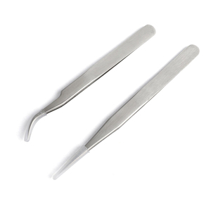 Ensemble de pinces à épiler pour extensions de cils Champagne en acier inoxydable Diamond Grip Pince à épiler incurvée adaptée aux mobiles pour extensions de cils - Product Image 3