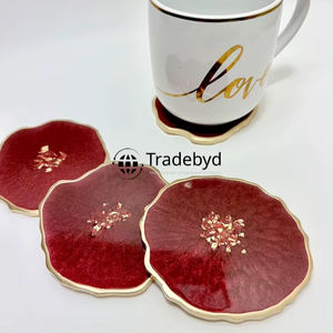 Ensemble de dessous-de-verre en résine faits à la main, 4x4 pouces, carrés, décoration de table de luxe, dessous-de-verre résistants à la chaleur, disponibles en différentes couleurs pour - Product Image 1