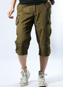Short décontracté d'été 100% coton élastique Capri Cargo multi-poches solide tactique imperméable respirant pour hommes - Product Image 2