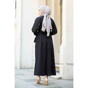 Vestido Hijab con Cinturón para Mujer 100MD-10528 Negro Turquía - Product Image 5