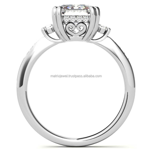 Emerald Cut Moissanite Engagement <b>Infinity</b> Crossover Halo Engagement Anniversary Gift Ring for Women Beautiful Wedding Jewelry - Product Image 1