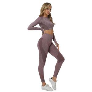 Womens Gym Fitness Conjunto de dos piezas Leggings de cintura alta y Yoga Top Venta al por mayor Activewear por encargo de alta calidad - Product Image 5