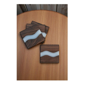 Sous-verres en résine de bois époxy avec support, ensemble de sous-verres en pierre de résine, qualité supérieure en Inde, fournisseur indien - Product Image 1